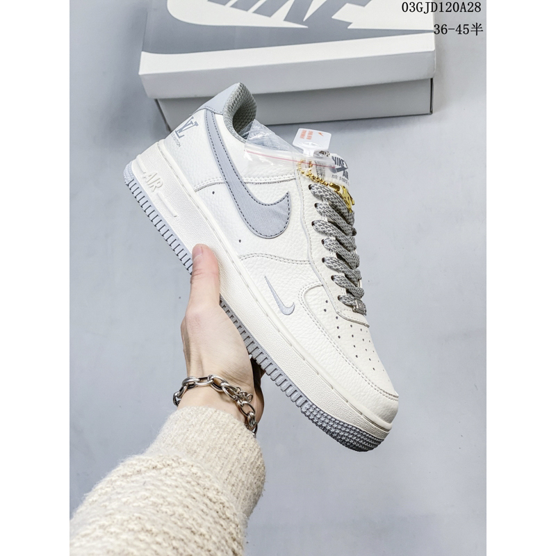 Nike Air Force 1 Low  空军一号低帮运动休闲板鞋 荔技纹 白灰男女款
